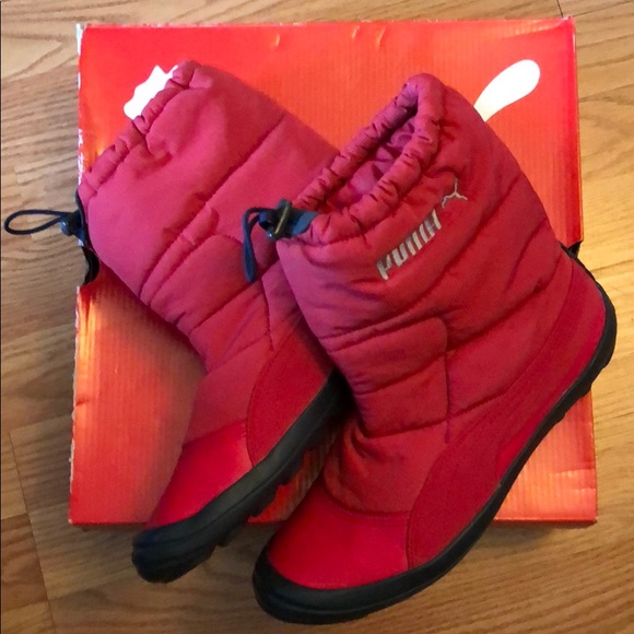 Puma Zoomy Nylon Drawstring Winter Boots (Red) - Picture 2 of 3
